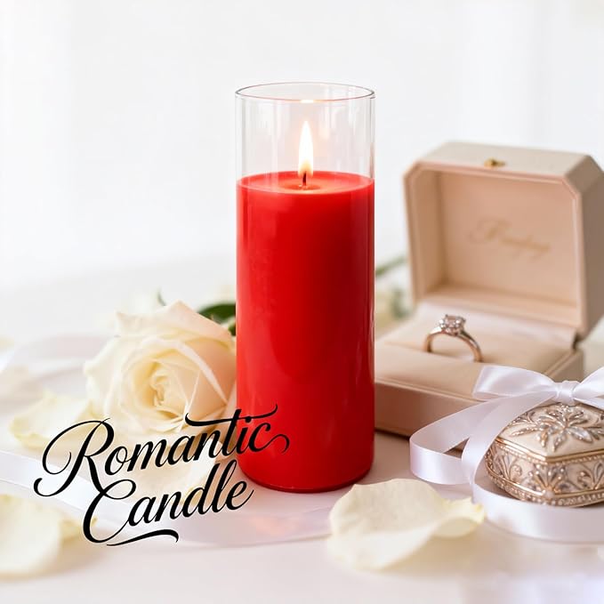 2.24x7 inch 7 Day Red Pillar Candles in Glass, Set of 4, 120 Hour Burn time, Unscented Prayer Candles, Religious Candle, Candles for Memorials, Emergency Vigil Candle