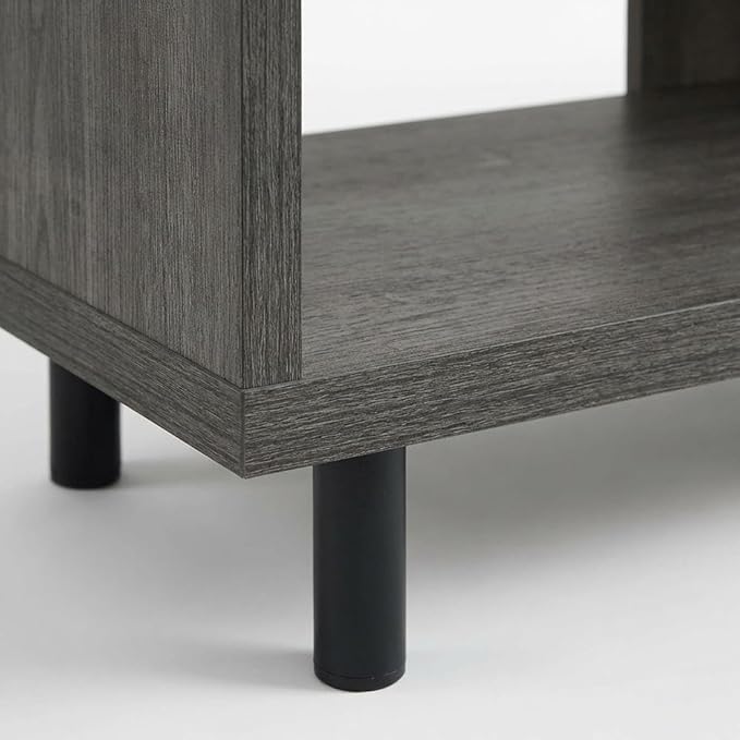 Furnifact Charcoal Gray 1-Drawer TV Stand, Wood, Contemporary Style, Honeycomb and Melamine Veneer Finish, Supports 75 lb TVs up to 65 inches