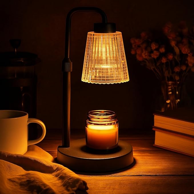 Flameless Candle Warmer with Remote Control, Adjustable Height, Timer, Dimmable, Wax Melts Warmer for Jar Candles, 2 Bulbs