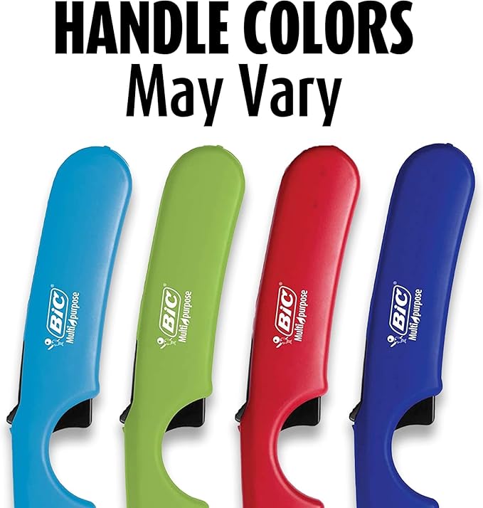 BIC Multi-purpose Lighters, Long-Lasting Flame for Home and Outdoor Use, Classic Collection, 4-Pack (Colors May Vary)