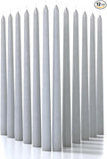 CANDWAX 14 icnh Tall Taper Candles - Dripless Long Burning Candlesticks - Set of 12 Gray Tapered Candles