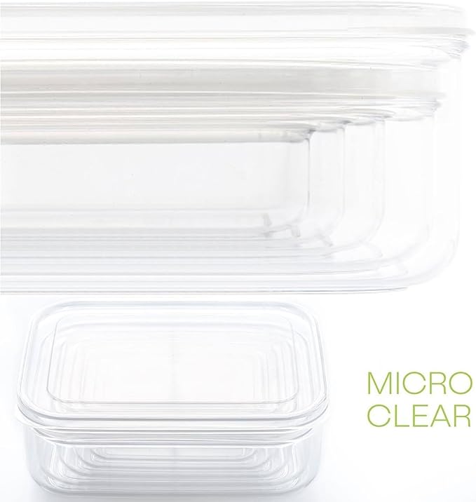 Lustroware (Set of 6) Micro Clear 21oz Kitchen Pantry Food Storage Container Set with Lid, Shatterproof, BPA Free, Dishwasher, Microwave Safe Canister, Fridge Refrigerator Organizer, Made in Japan