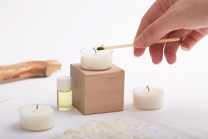 Soy Tealight, Single Craft Kit Set, Beige, Includes 5 Clear Polycarbonate Tealight Cases, 100g Soy Wax, 5 Tealight Wicks, 4ml Vanilla Fragrance Oil, Pipette, Instructions