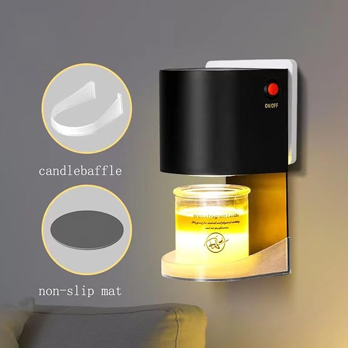 Mini Candle Warmer Lamp Blcak,Plug in Wax Melt Warmer for Bathroom Bedroom,Candle Lamp Warmer for Jar Candles,with Two 20 Watt Bulbs,Gifts for Women/Mom. (Black)
