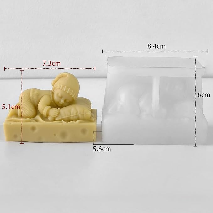 Sleep Baby Shape Cylinder Candle & Resin Mold - Resin Casting Silicone Molds for Home Decor & Candle Making Wave Spiral Mold