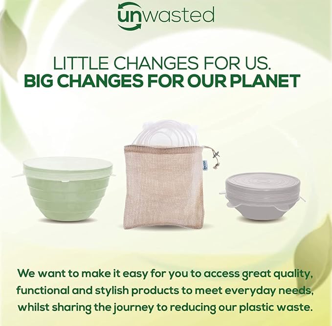 unwasted Reusable Silicone Lids (X-Small) – Upgrade Your Kitchen Gadgets with Our Silicone Covers for Food Storage – Reusable Silicone Stretch Lids and Food Covers for Containers Up to 5” (Pack of 6)