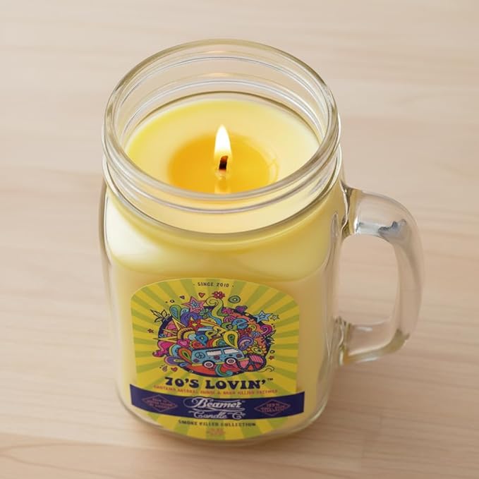70’s Lovin’ Candle – Strong Scent – Blood Orange with Sweet Citrus – Long Lasting 90 Hour Burn – Large 12oz Mason Jar – Made in USA – Beamer Candle Co.