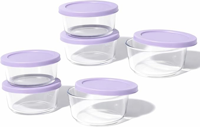 DURA LIVING 12-Piece Glass Food Storage Containers Set (6 Containers + 6 BPA-Free Lids) | 2-Cup, Leakproof | Microwave, Freezer, Oven & Dishwasher Safe | Ideal for Meal Prep & Pantry Organization