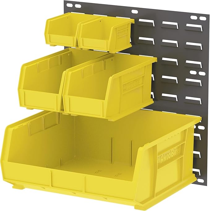 Akro-Mils 30210 AkroBins Plastic Storage Bins, Space-Saving Stackable Bins for Garage, Pantry, Craft Organization, 5" x 4" x 3", Yellow, 24-Pack