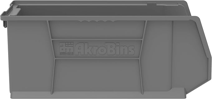 Akro-Mils 30281 Super-Size AkroBins Plastic Storage Bins, Space-Saving Stackable Bins for Garage, Classroom, Warehouse Organization, 20" L x 12" W x 8" H, Grey, 3-Pack