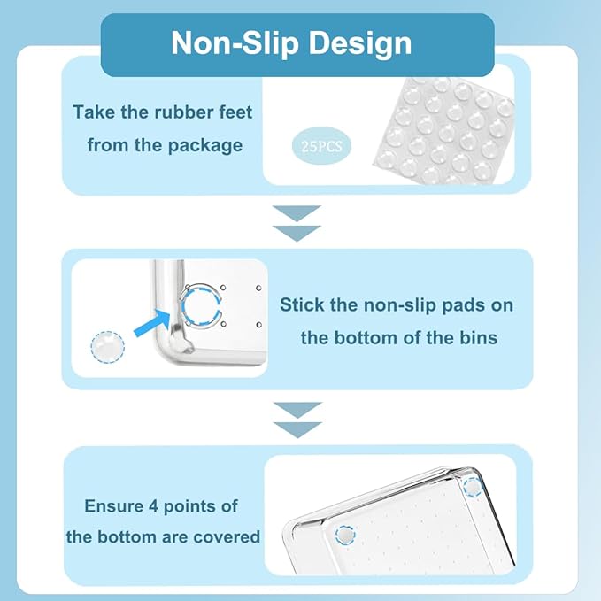 6 PCS Large Drawer Organizer, 3Sizes Plastic Versatile Desk Drawer Organizer Trays with Non-Slip Silicone Pads, Storage Bins for Makeup, Office, Kitchen Gadgets Utensils, Bedroom, Tools, Bathroom