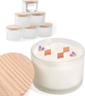 LAMORGIFT 6 PCS 16 oz Frosted White Glass Candle Jars - 3 Wick, Empty Candle Containers for Candle Making Supplies