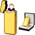 BABOBIU USB Lighter Electric Lighters Rechargeable Arc Lighters with LED Light Power Display Windproof Lighter for Men Boyfriend Husband Candle Incense Stick Outdoor (Glossy Gold)