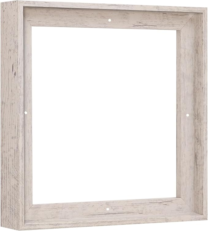 PIXY CANVAS Floater Frame 30x30 for 1.5 inch Deep Canvas Paintings/Canvas Prints/Wood Canvas Panels/Wall Art/Wall Decor/Home Decor/Artwork (Distressed White, 30 x 30 inch, Square)