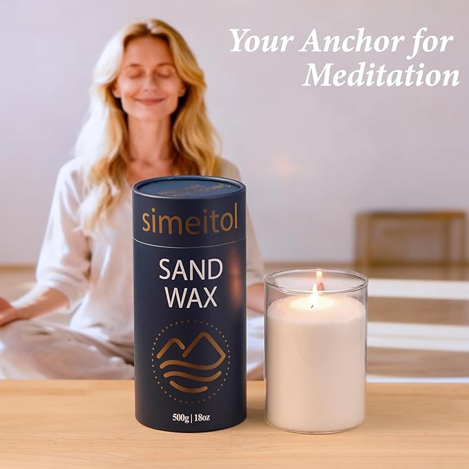simeitol 18oz Scented Candle Sand Wax, Vanilla Scented Pearled Candles with a Glass Jar, Long Lasting with 120 Hours Refillable Candle Sand with 30 Wicks for Mom/Home Decor/Holiday Gift/Relaxation