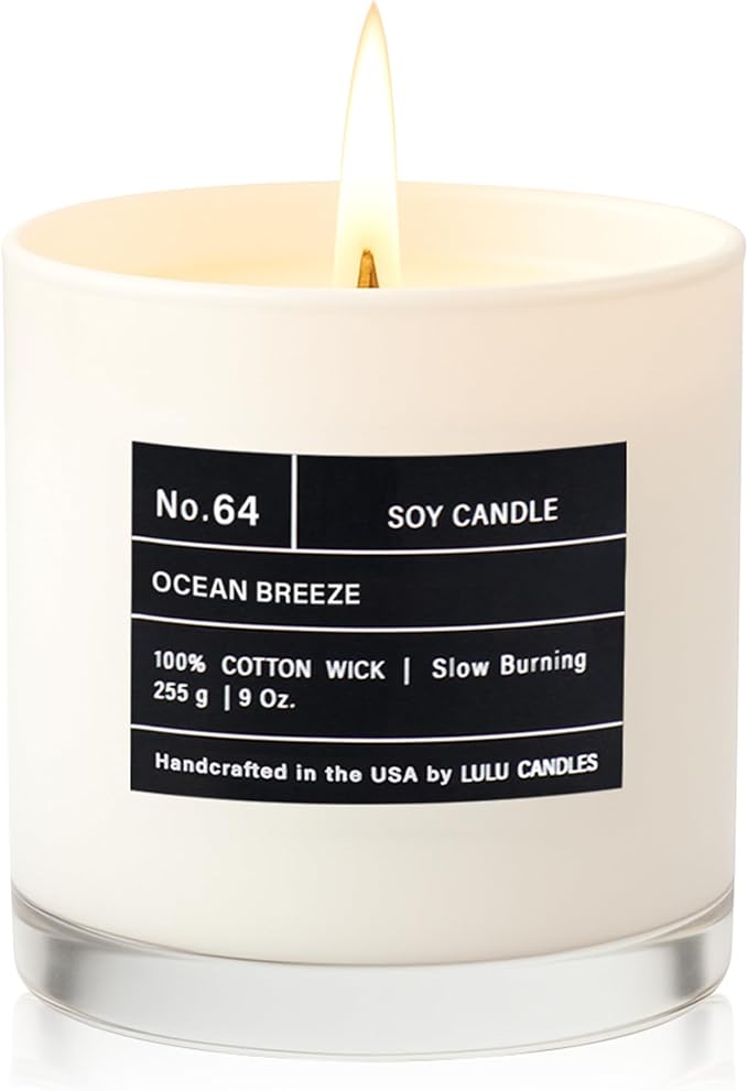 Lulu Candles | Ocean Breeze | Luxury Scented Soy Jar Candle | Hand Poured in The USA | Highly Scented & Long Lasting (9 Oz.)