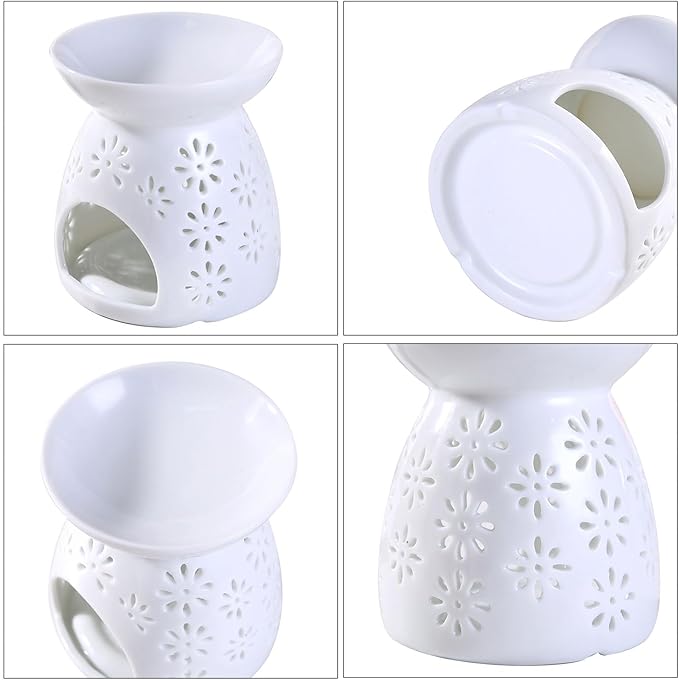 Ceramic Tea Light Candle Holder Set of 2, Essential Oil Burner Wax Melt Burner, Incense Aroma Diffuser, Home Decor