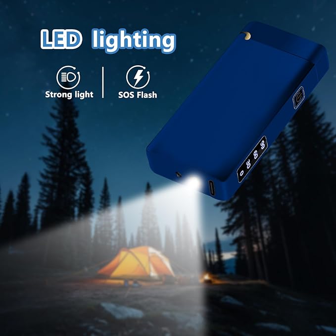 Plasma Lighter Rechargeable Electric Lighter Arc USB C Electronic Windproof Lighters High Power Big Flame Lighters with Digital Power Display for Candle, Incense, Fireworks (Ice Blue)
