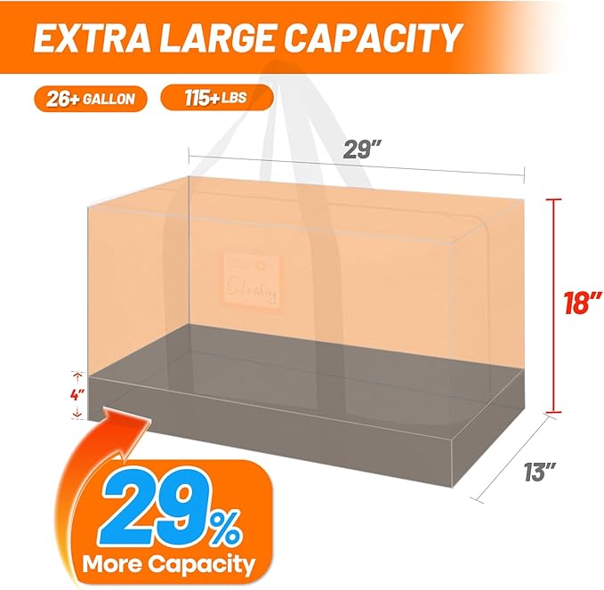 4 Pack Large Moving Bags, 115lb Capacity Heavy Duty Moving Totes with Wrap Around Handles, Clear Storage Bags with Internal Compression Straps, Alternative to Moving Boxes -103L,Clear and Black
