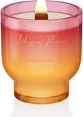 M&SENSE 9.88oz Natural Soy Wax Jar Candle with Wooden Wick | Blazing Flames Scent | 55-Hour Burn & Long-Lasting Burn | Housewarming Gift for Men and Women