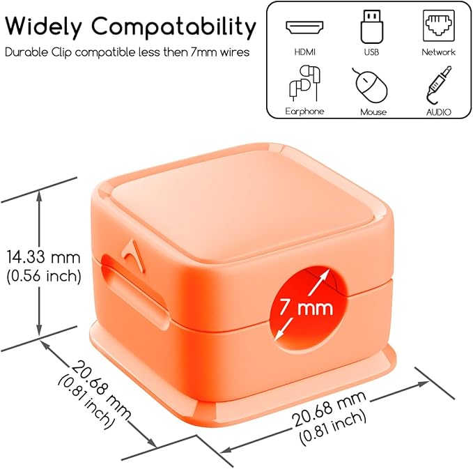 smofish Magnetic Cord Organizer Holder, 6 Pack Desk Cable Clips Management, Hide Phone Charging Cable Keeper, Strong Adhesive Wire Charger Holder for Nightstand, Kitchen Appliances, Office Supplies