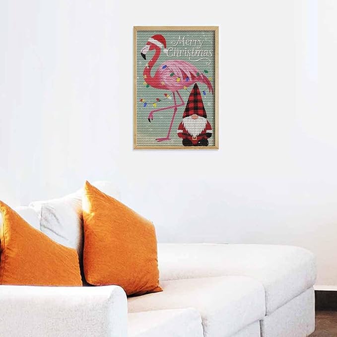 AIVKIEJK Diamond Painting Kits for Adults - Festive Flamingo Christmas Santa Hat Painting DIY 5D Full Drill Diamond Dots Paintings with Diamonds Gem Art and Crafts Home Decor 8"x12"