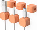 6 Pack Magnetic Cord Organizer & Cable Clips - Adjustable Under Desk Cable Management, Adhesive Wire Holder for Home, Office, Phone, Car, Wall, and Nightstand (Orange)