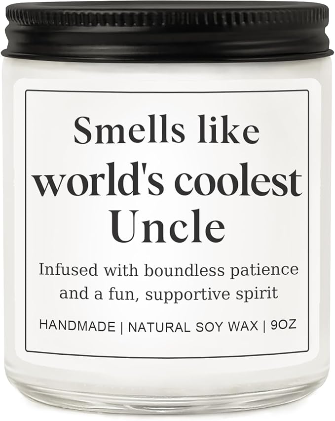 Uncle Gifts for Men, Happy Birthday Fathers Day Gift for Uncle from Niece Nephew, Funny Sentimental Present Ideas for Him - Lavender Scented Candle