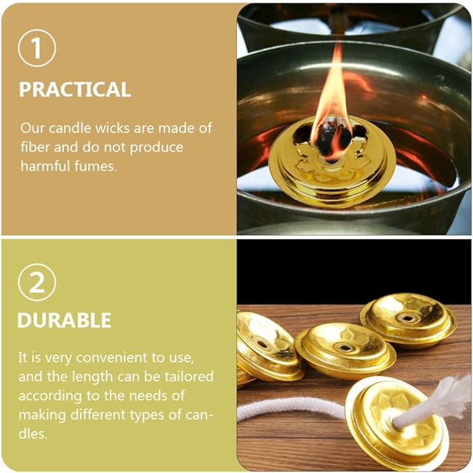 Brass Tube Wick Holder & Wick for Oil Cups, Glass Candles
