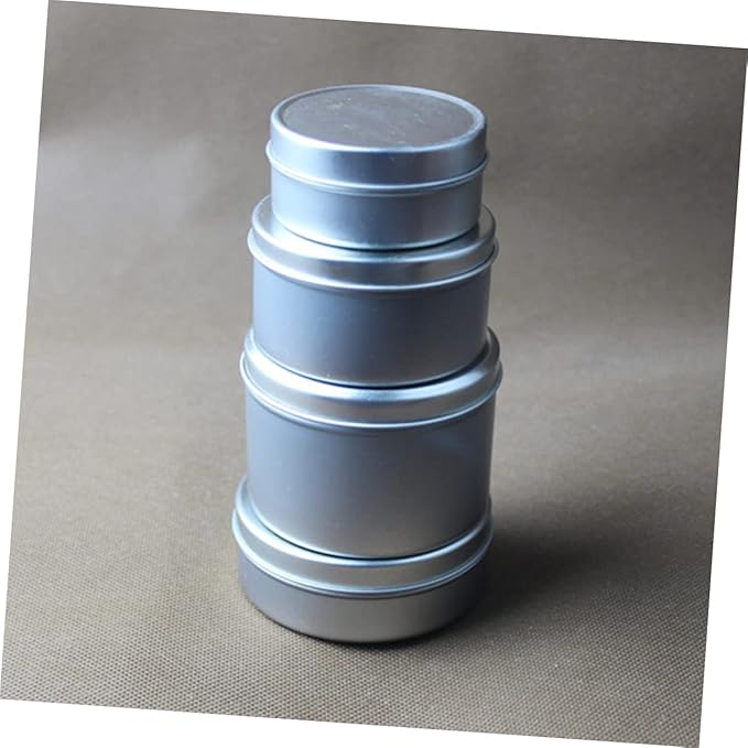 IWOWHERO 4pcs Candle Iron Can for Scented Candle Making Premium Tin Box for Home Practice Easy Mold and Storage Lightweight Travel Silver Finish
