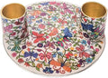 Yair Emanuel Flat Plate Candle Holders for Shabbat 4 Inch Vibrant Pattern Design Modern Judaica Gift (CSE-4 Butterflies)