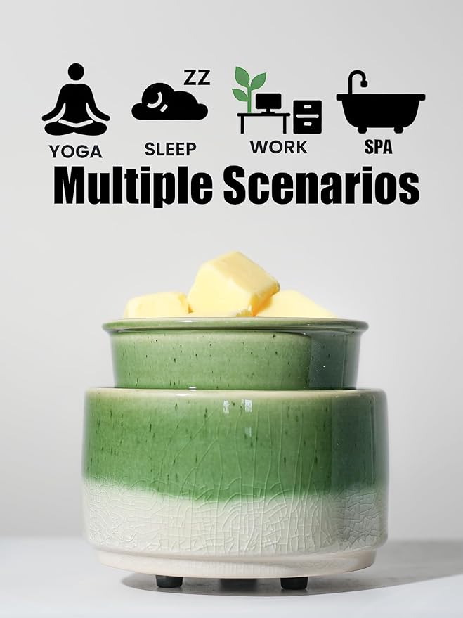 Ceramic Electric Wax Melt Warmer & Cube Oil Melter Cute Small Warmers Aromatherapy for Home Decorative Burner Melts Scented Candle Tart Scent Warm Fragrance (ice Green)