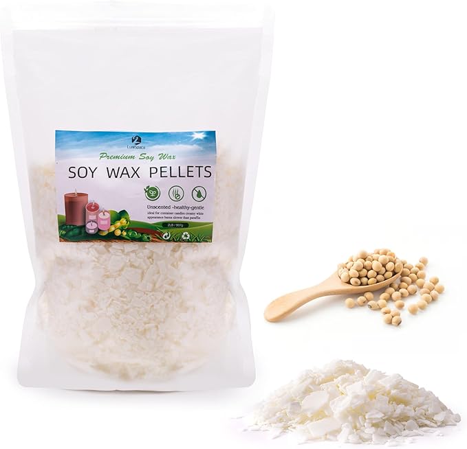 100% Natural Soy Wax Flakes for Candle Making, Eco-Friendly,Farm-Sourced, No Additives, Clean Burning, DIY Candle Supplies, Safe and Pure, 2 LBS