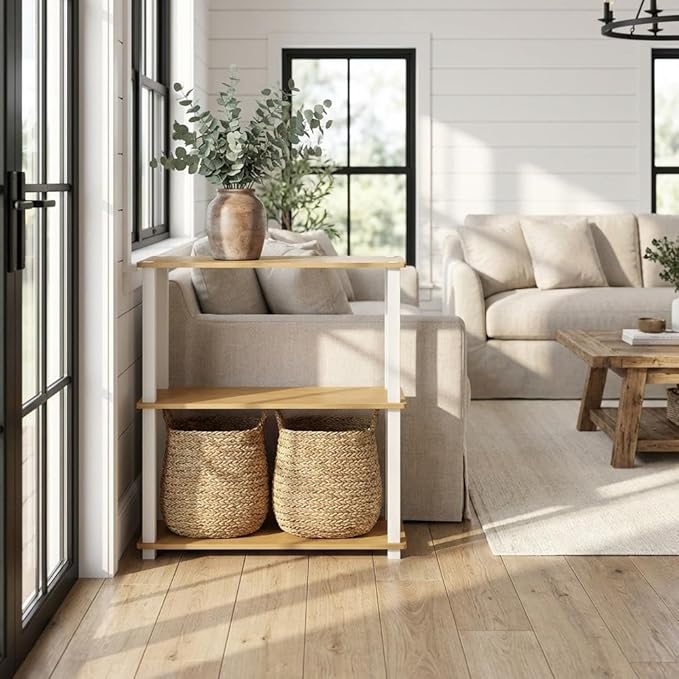 Furnifact Beech White Bookcase, Durable Wooden Construction, Modern Design, Versatile Storage Solution, Elegant Finish