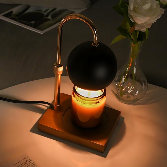 Candle Warmer Lamp Timer - Birthday Gifts for Women Mom Grandma, Mothers Day Gifts, House Warming Gifts New Home Decor Modern Farmhouse Decor with 2 Bulbs Wax Melt Compatible All Jar Candles Blackgold
