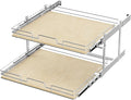 ROOMTEC 2 Tier Individual Pull Out Cabinet Organizer 28½"W x 21½"D, Slide Out Wood Shelves Organizers, Pull Out Drawers Organization and Storage for Kitchen Cabinet