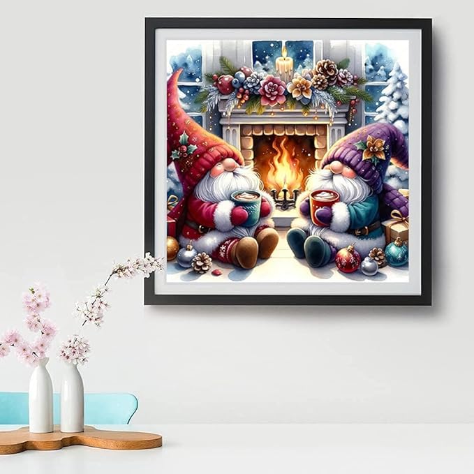 VIGEGU Christmas Paint by Numbers Kit for Adults with Framed,Gnome Paint by Number DIY Acrylic Adult Paint by Number Kits for Wall Decor 10x10in