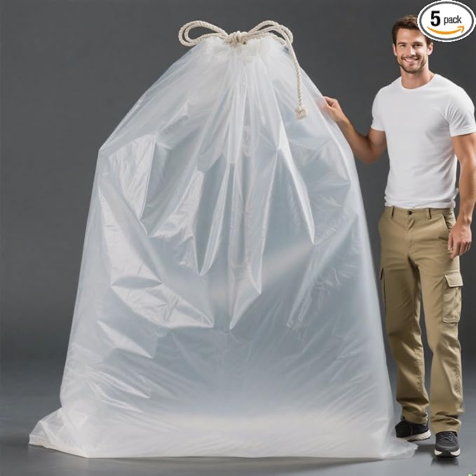 Extra Large Plastic Storage Bags 79 x 99 inches Huge Clear Giant Storage Bags Perfect for Moistureproof, Dustproof, Business Packing, Industry or Agriculture Use and More (5 Pack)