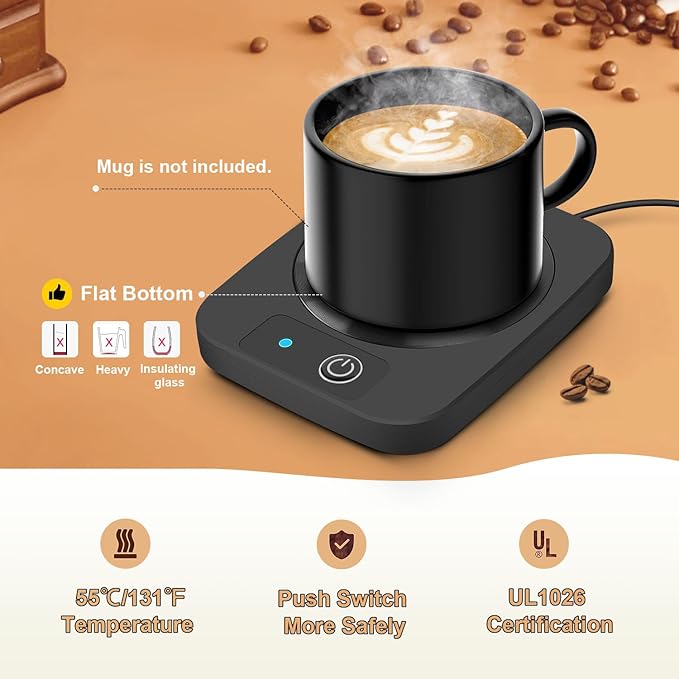 Candle Warmer & Coffee Mug Warmer, Electric Coffee Warmer with Aluminum Metal Panel, 131℉ Beverages Coffee Warmer for Heating Candle, Coffee, Milk, Tea, Cocoa, for Coffee Lovers