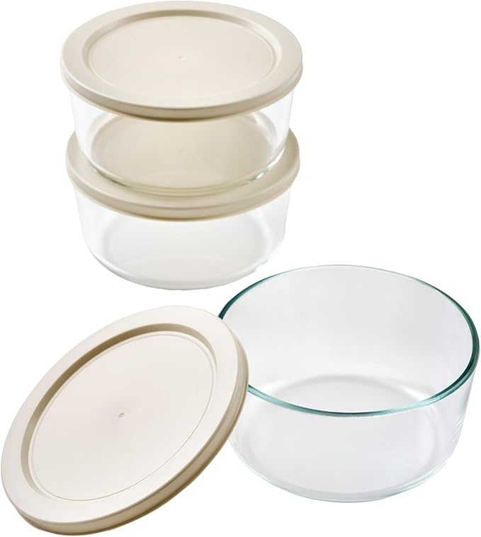 DURA LIVING 6-Piece Glass Food Storage Containers Set (3 Containers + 3 BPA-Free Lids) | 4-Cup, Leakproof | Microwave, Freezer, Oven & Dishwasher Safe | Ideal for Meal Prep & Pantry Organization