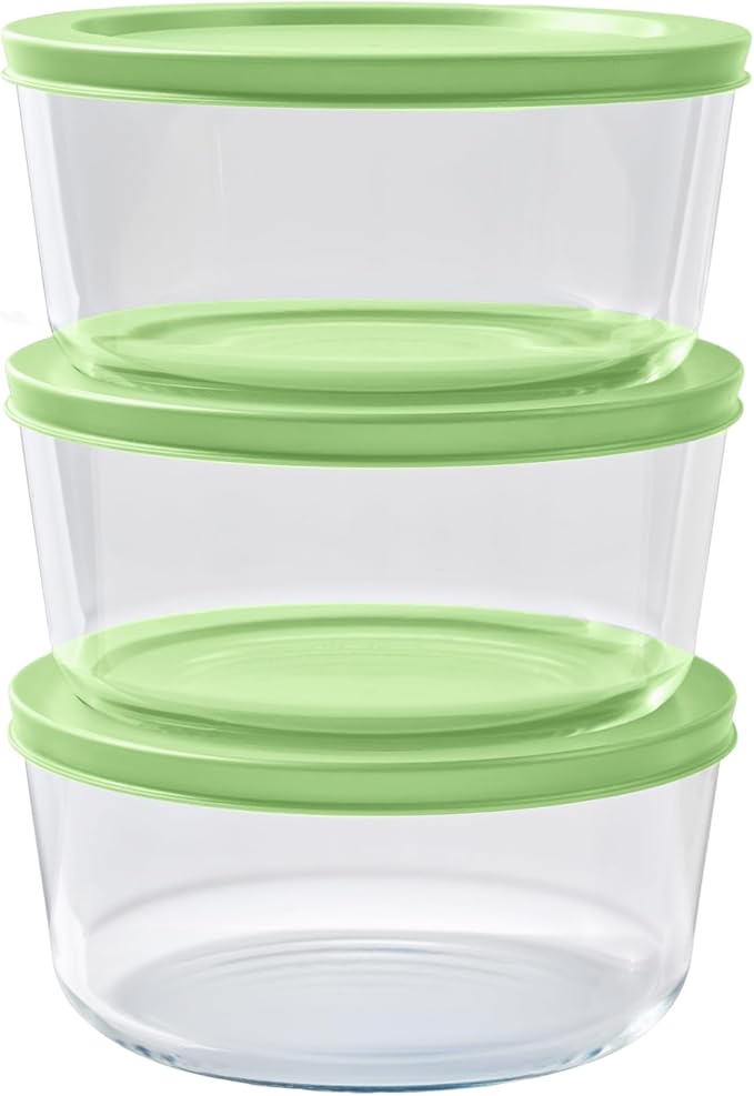 DURA LIVING 6-Piece Glass Food Storage Containers Set (3 Containers + 3 BPA-Free Lids) | 4-Cup, Leakproof | Microwave, Freezer, Oven & Dishwasher Safe | Ideal for Meal Prep & Pantry Organization