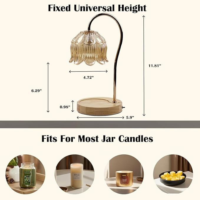 Candle Warmer Lamp With Timer Dimmable, Scented Wax Melts Warmer Lamp,Electric Flameless Fragrance Candle Warmer For Candle Jar,Mothers Day Birthday Gifts For Women,Office Home Bedroom Deco(2 Bulbs)