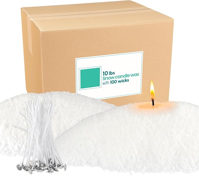 CLTNIKET 10LB Natural Pearled Candle Making Kit with 100 Cotton Wicks, Reusable and Refillable Pearled Candles for DIY Sand Candle Making