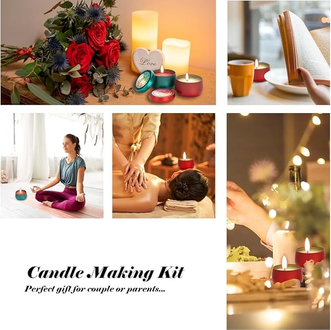 Complete Candle Making Kits for Adults Beginners, DIY Candle Making Supplies Include Beeswax, Wicks, Wicks Sticker, Candle Tins - Arts & Crafts Kits