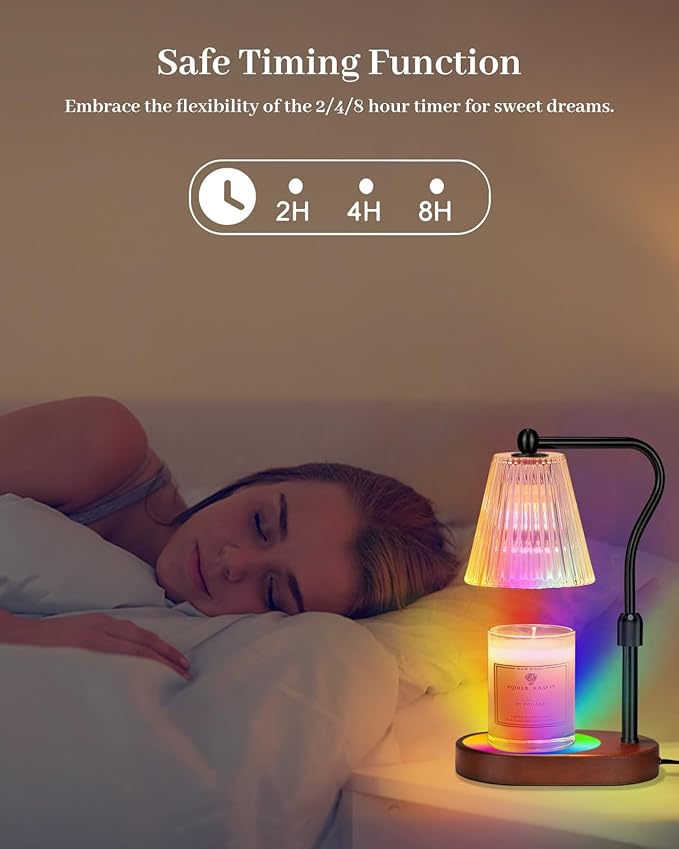 Engpure Candle Warmer Lamp with 7 LED Colors Lamp,Candle Warmer with Timer Dimmer Adjustable Height,Christmas Gift for Women Mom,Birthday Gifts for Women Mom