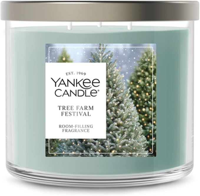 Yankee Candle Tree Farm Festival, Scented Candle, 14.5oz 3-Wick Candle Jar with up to 40 Hours Burn Time