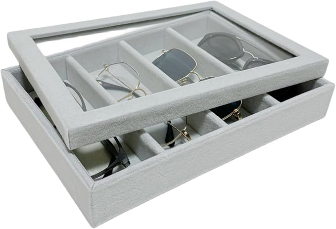 See-Through Cover for Grey Velvet Stackable Organizer Premium Quality Stackable Tray PlexiGlass Lid
