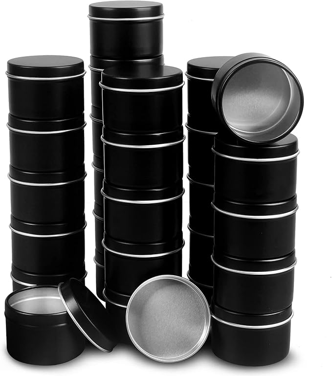 DINGPAI Candle Tins - 27 Black Metal Containers, 2oz Each, DIY Candle Making, Arts & Crafts, Storage & Gifts