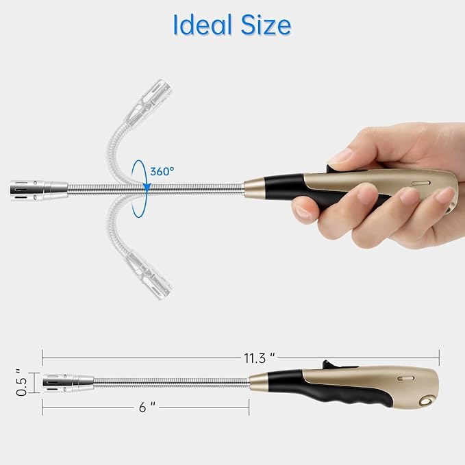 Butane Lighter Long Lighter with Visual Window for BBQ Candle,Glod(No Butane Inside)
