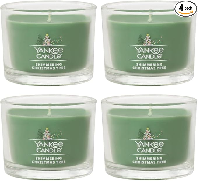 Yankee Candle Minis Jar, Shimmering Christmas Tree, 1.3 OZ (Pack of 4)